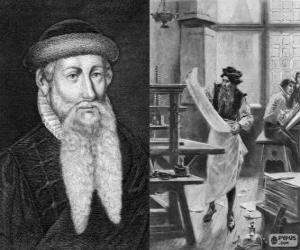 yapboz Johannes Gutenberg (1398-1468), modern Matbaa mucidi